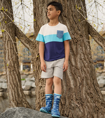 Boys Patriot Blue Color Block Bamboo T-Shirt