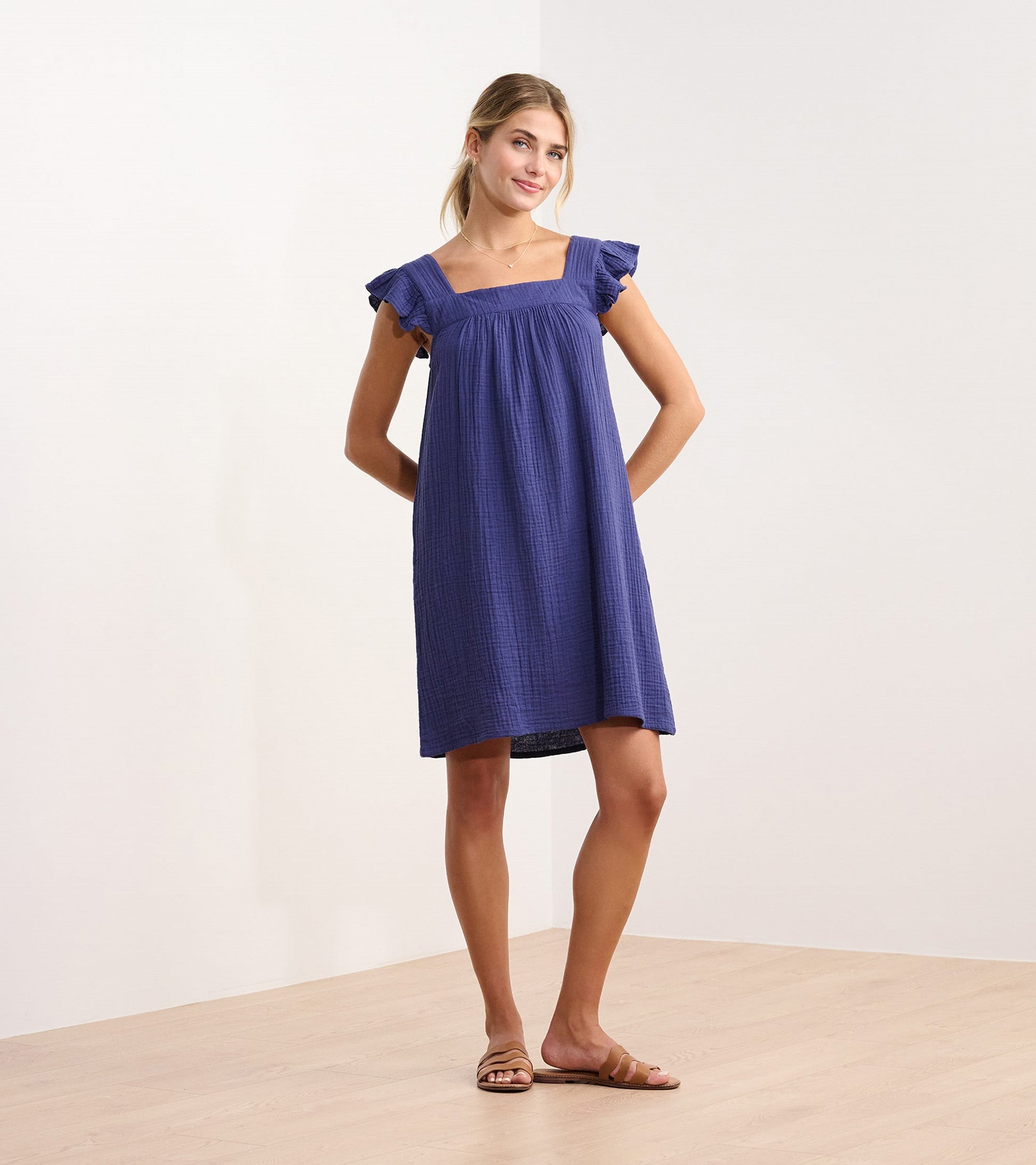 flutter sleeve knee length dress A-line V Neck Short Flutter Sleeves Chiffon Knee-Length Wedding Party Dress With Pleated - Bridesmaid Dresses