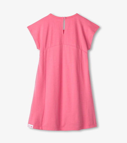 Girls Pink Butterfly A-Line Panel Dress