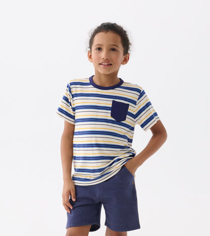 Boys Patriot Blue Stripes Bamboo Tee