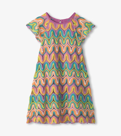 Girls Rainbow Waves Crochet Dress