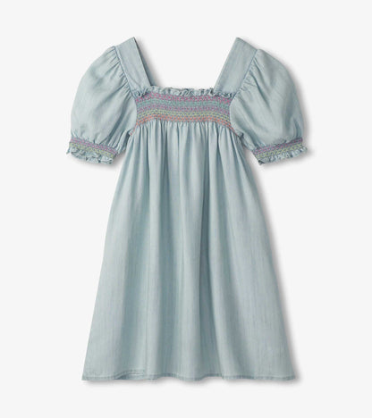 Hatley Soft Blue Denim Puff Sleeve Smocked Dress 7 Years Girls Hatley Soft Blue Denim Puff Sleeve Smocked Dress 7 Years Girls