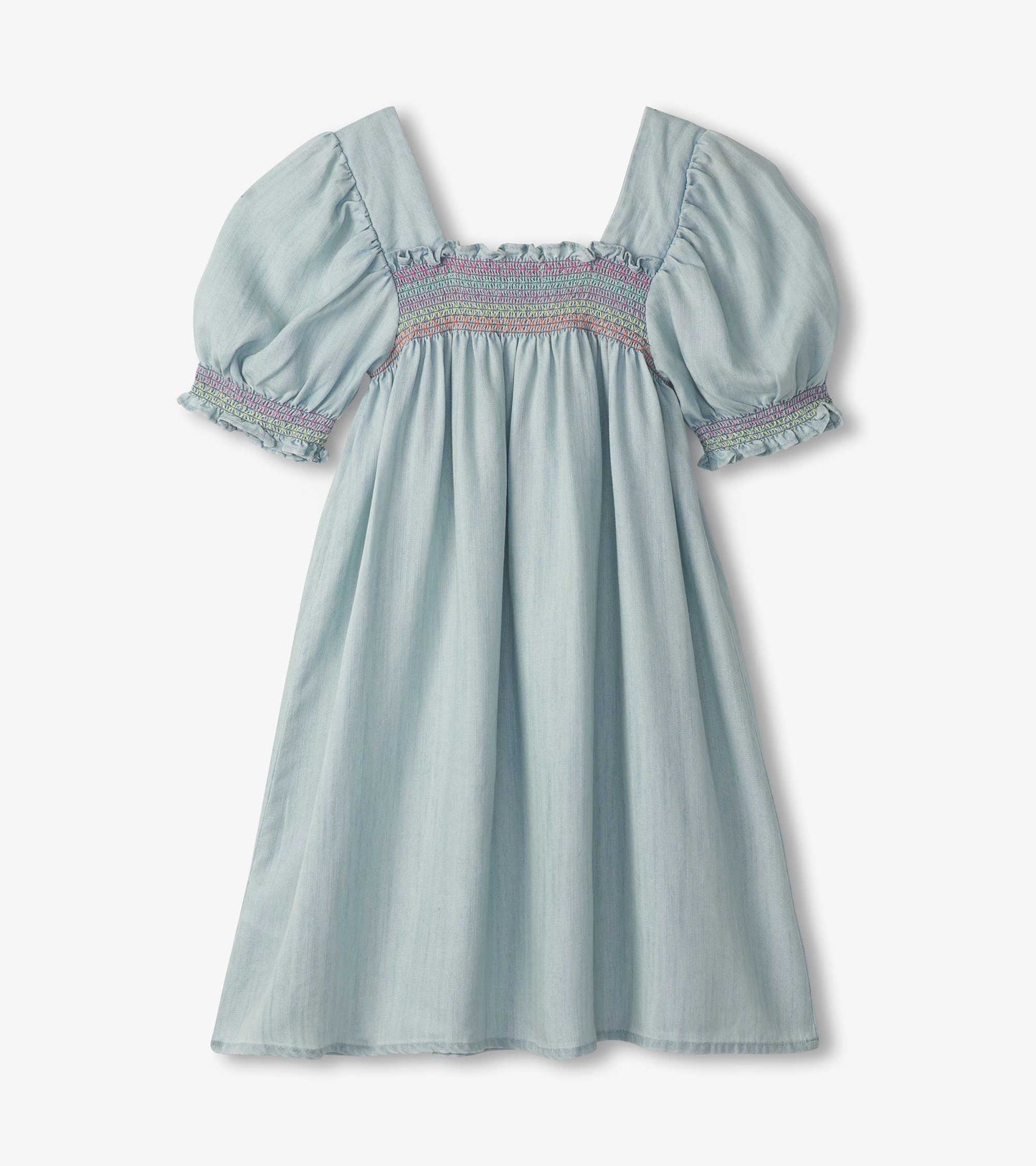 Hatley Soft Blue Denim Puff Sleeve Smocked Dress 7 Years Girls Hatley Soft Blue Denim Puff Sleeve Smocked Dress 7 Years Girls