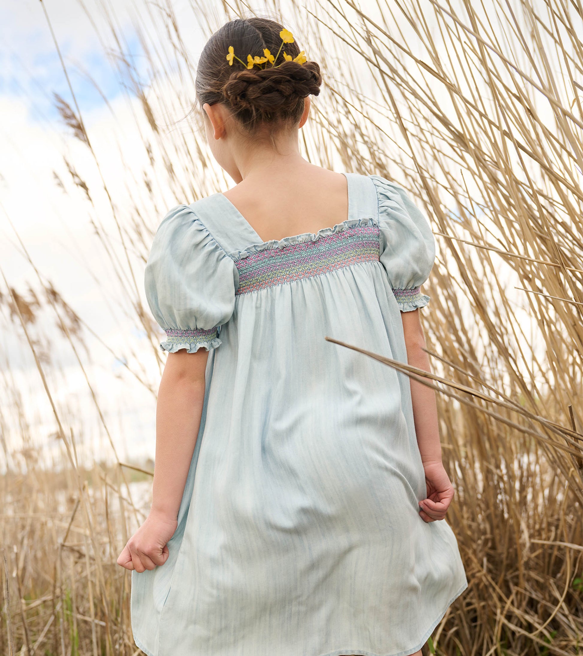 cotton boll smocked dress Noah's