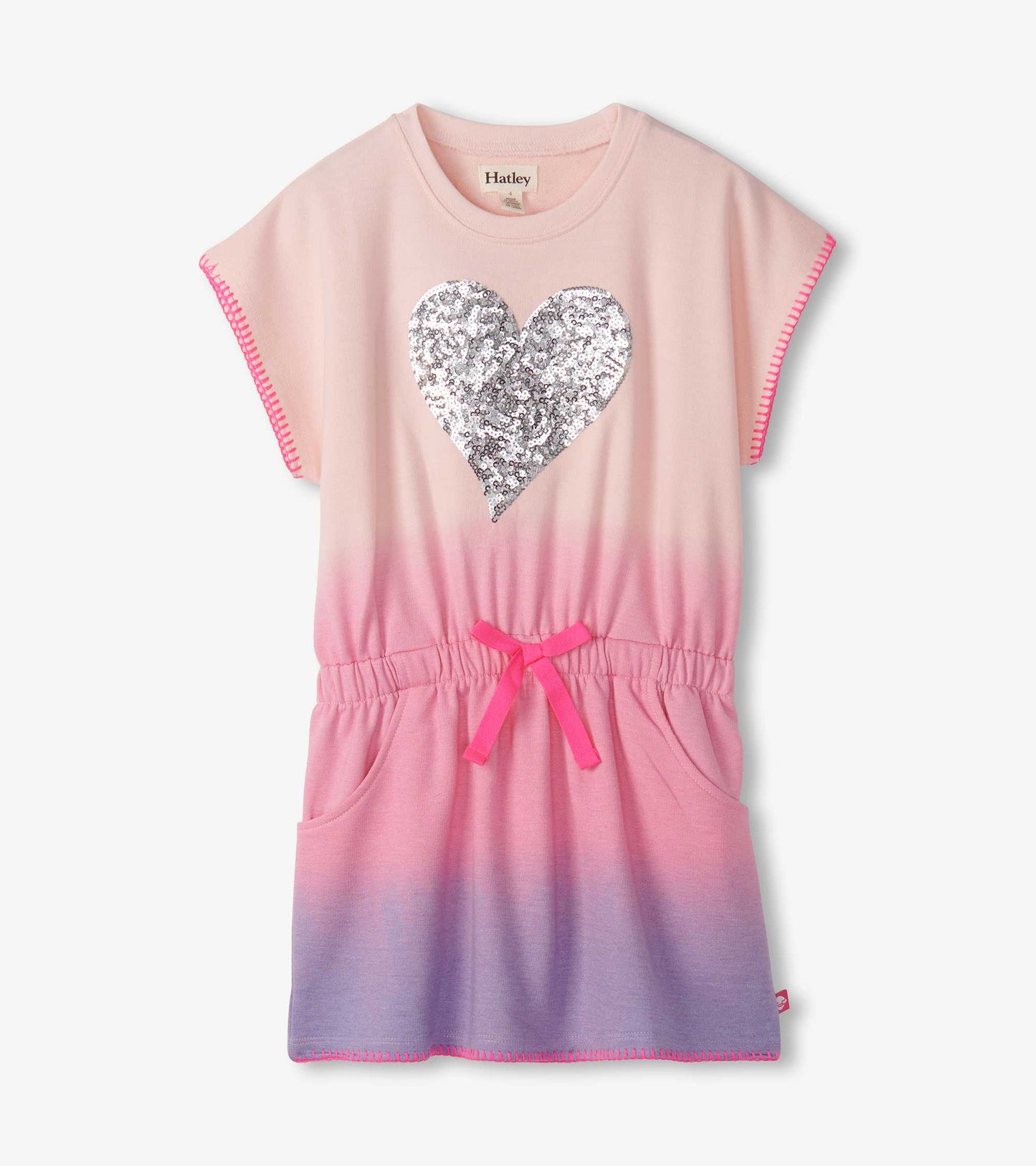 Girls Sequin Heart Pull-On Dress