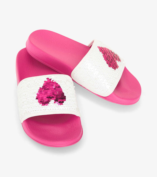 Girls Sequin Hearts Slides