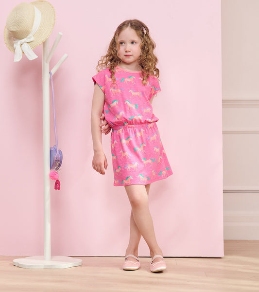 Girls Shimmer Horses Relaxed Dress