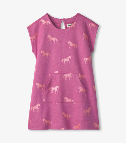 Girls Shimmer Horses Slouchy Dress