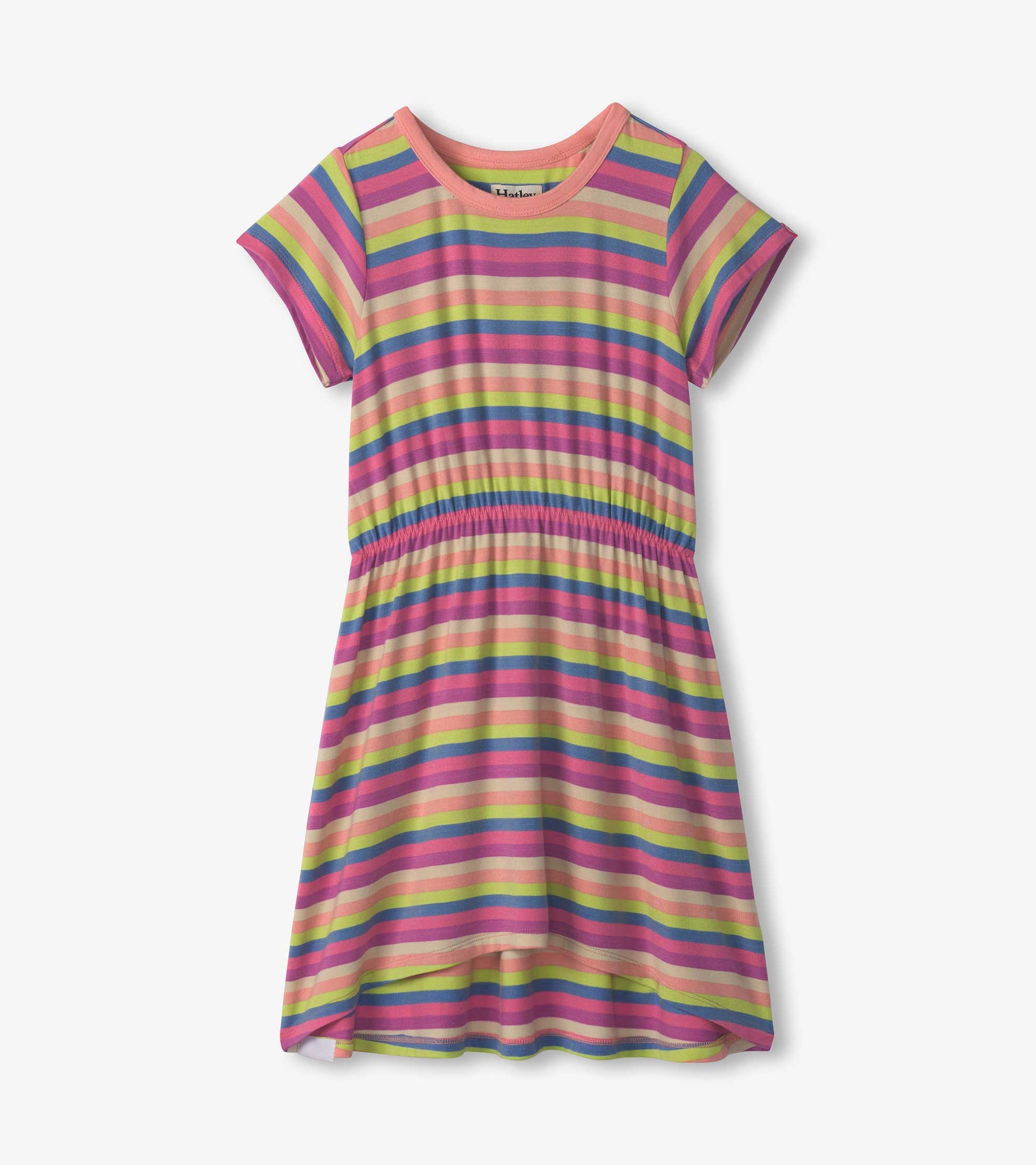 Girls Soft Stripes High-Low Dress Girls Soft Stripes High-Low Dress