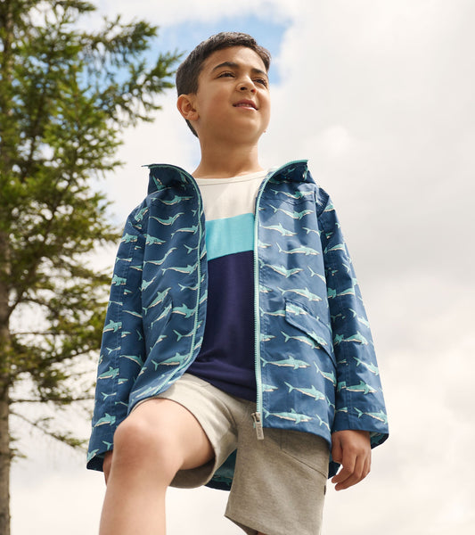 Boys Shark Tank Zip-Up Lightweight Rain Jacket