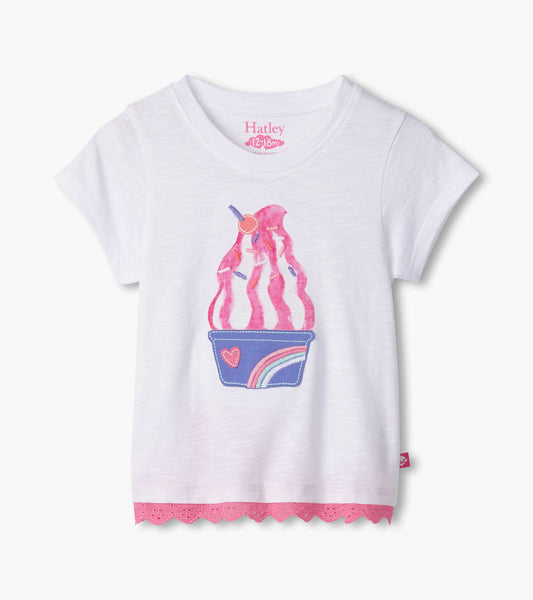 Baby & Toddler Girls Ice Cream Sundae Eyelet Trim T-Shirt