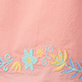 View Girls Apricot Blush Crochet Bodice Dress - Peach background with blue and yellow floral border along the bottom