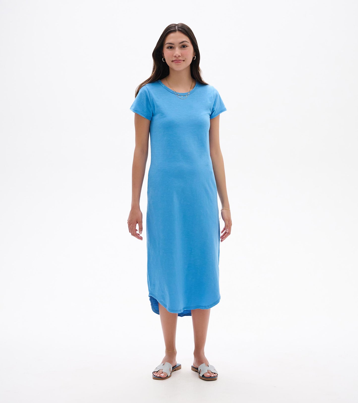 Midi Tee Shirt Dress - Azure
