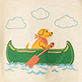 View Baby & Toddler Boys Camping Dog T-Shirt - Small green canoe on blue waves with a person paddling under three clouds