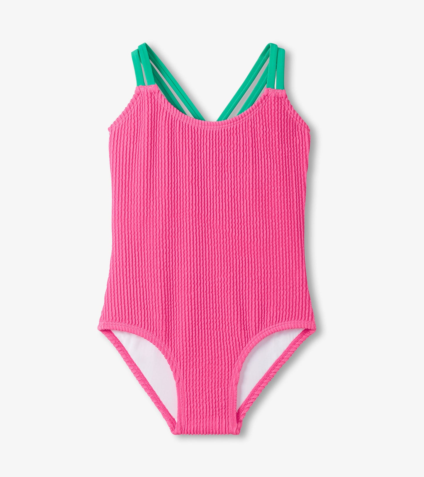 Girls Hot Pink Ribbed One-Piece Swimsuit