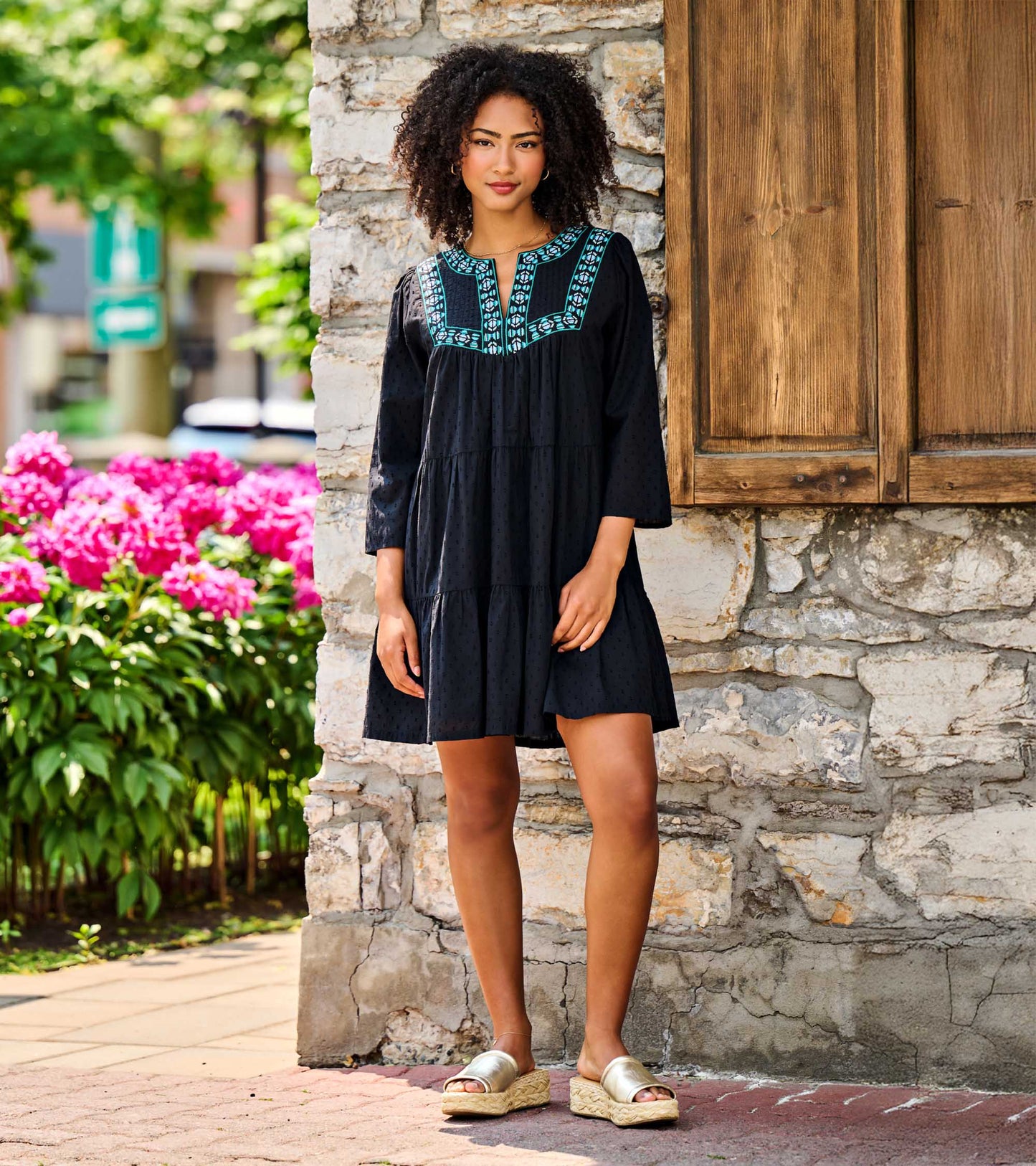 Amira Tiered Dress - Black Swiss Dot