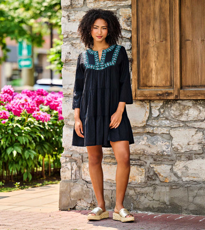 Amira Tiered Dress - Black Swiss Dot