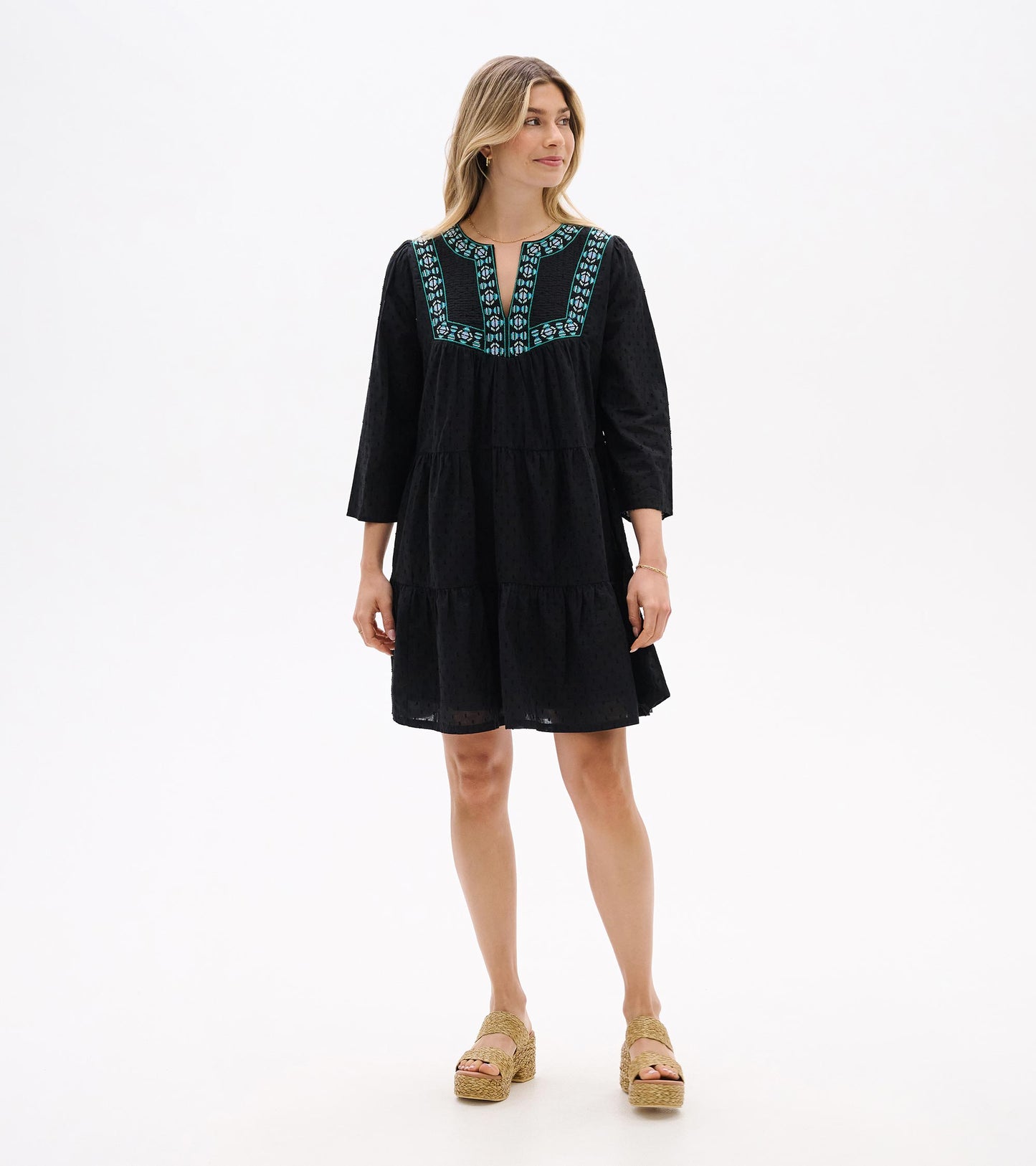 Amira Tiered Dress - Black Swiss Dot