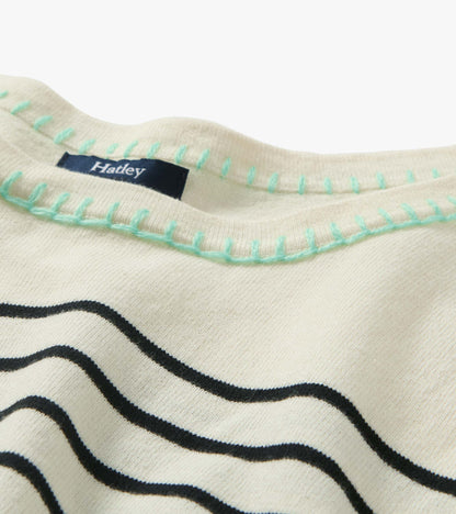 3/4 Sleeve Knit Top - Black Stripes