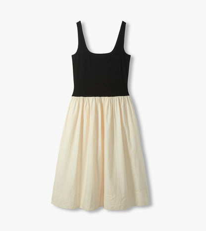 Mix Media Midi Dress - Whisper White and Black