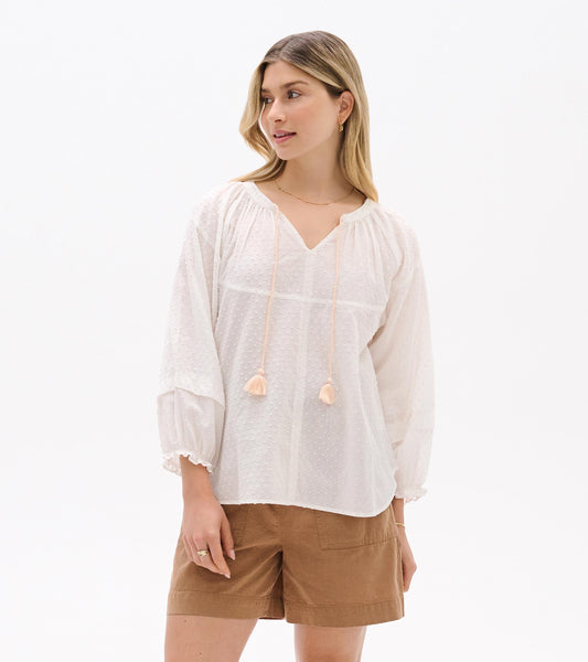 Naomi Blouse - Blush Swiss Dot