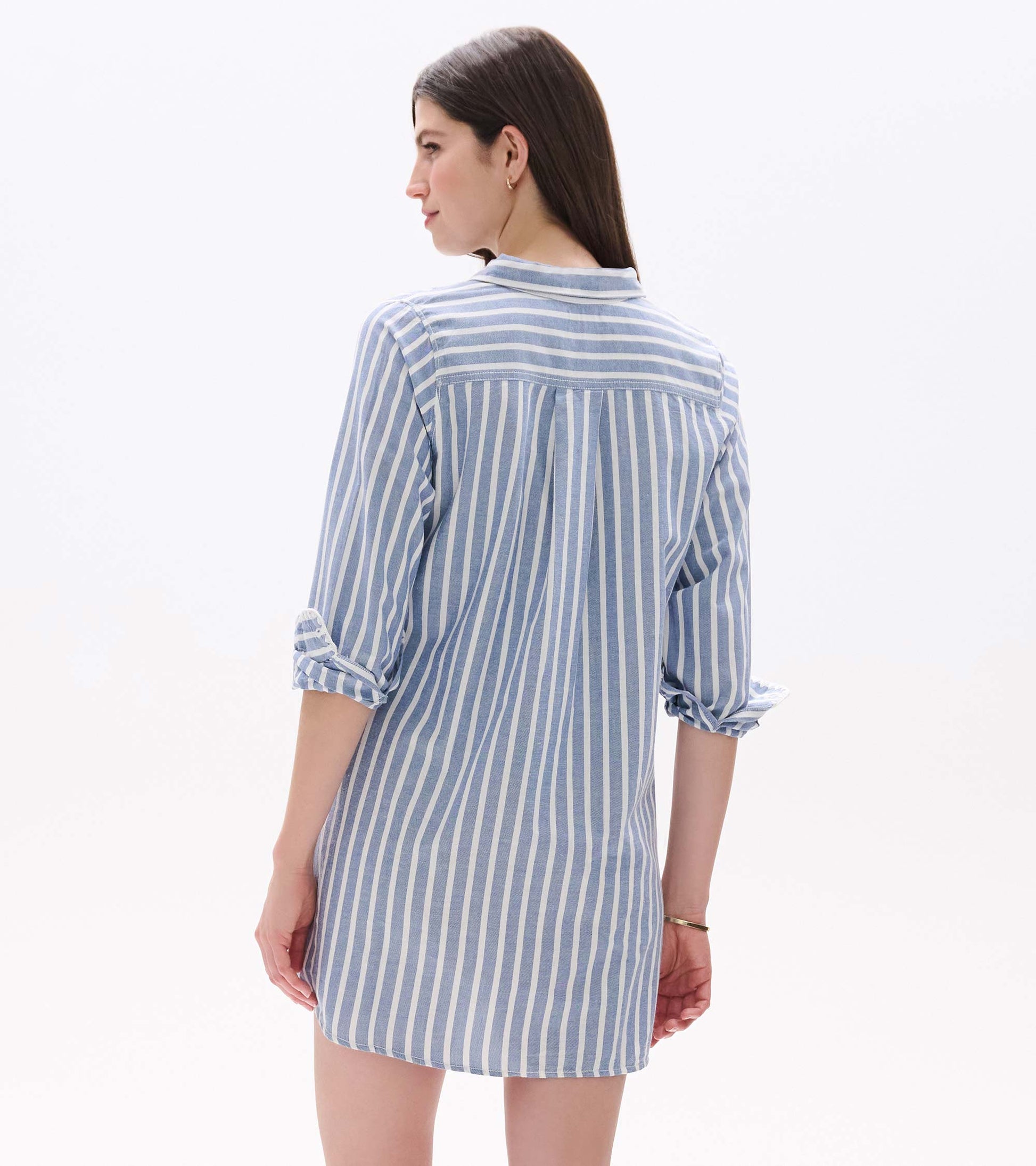 blue striped jersey dress Blue Striped Belted Button Front Midi Dress - All Dresses
