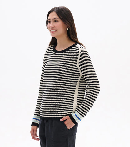 Pointelle Stripe Sweater - Classic Black