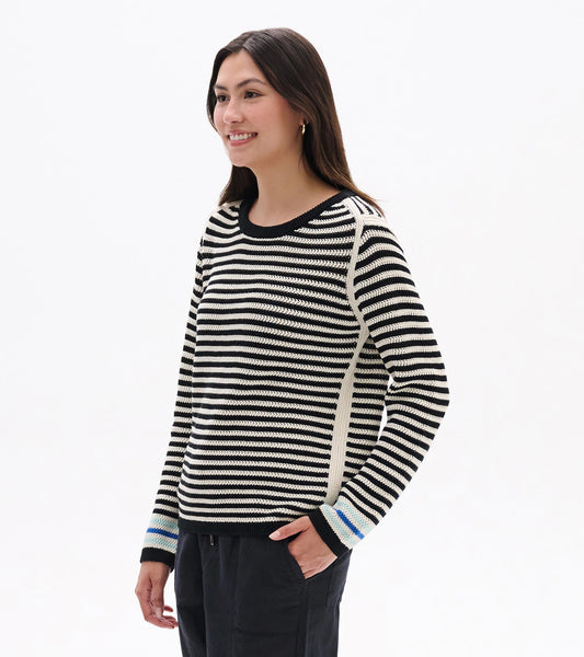 Pointelle Stripe Sweater - Classic Black