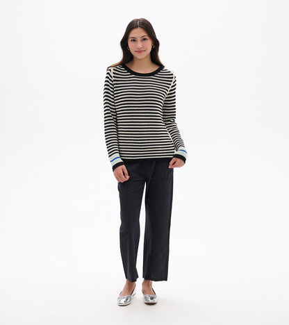 Pointelle Stripe Sweater - Classic Black