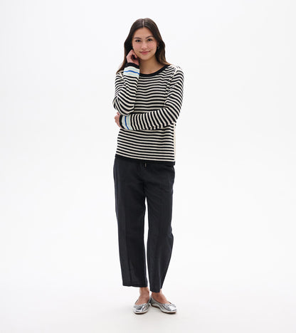 Pointelle Stripe Sweater - Classic Black