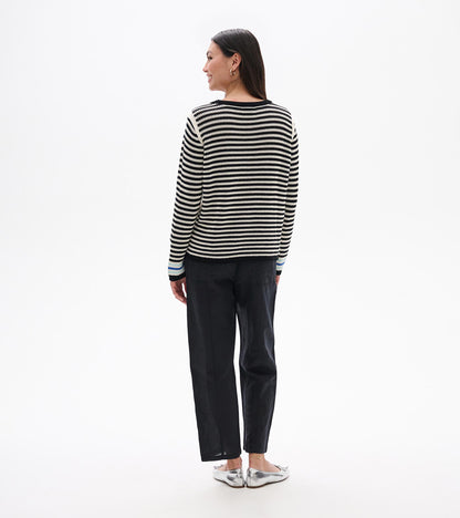 Pointelle Stripe Sweater - Classic Black