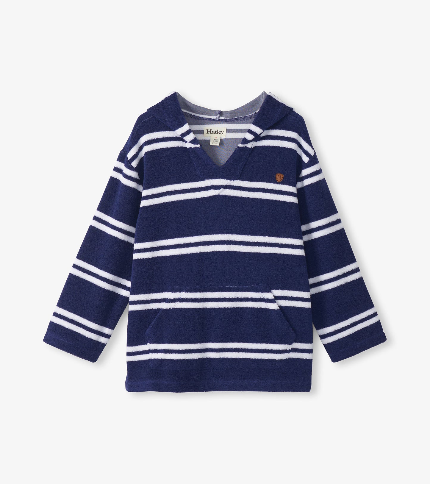 Boys Navy Stripes Hooded Long Sleeve Cover-Up