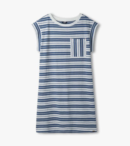 Pocket Tee Dress - Double Blue Horizon