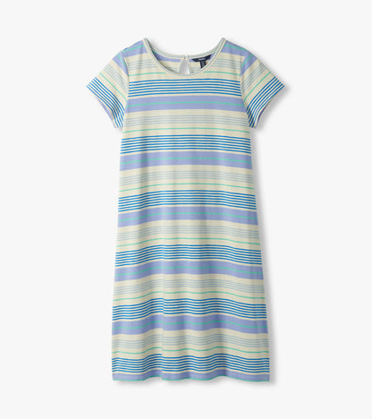 Cici A-Line Dress - Iris Wave Stripes