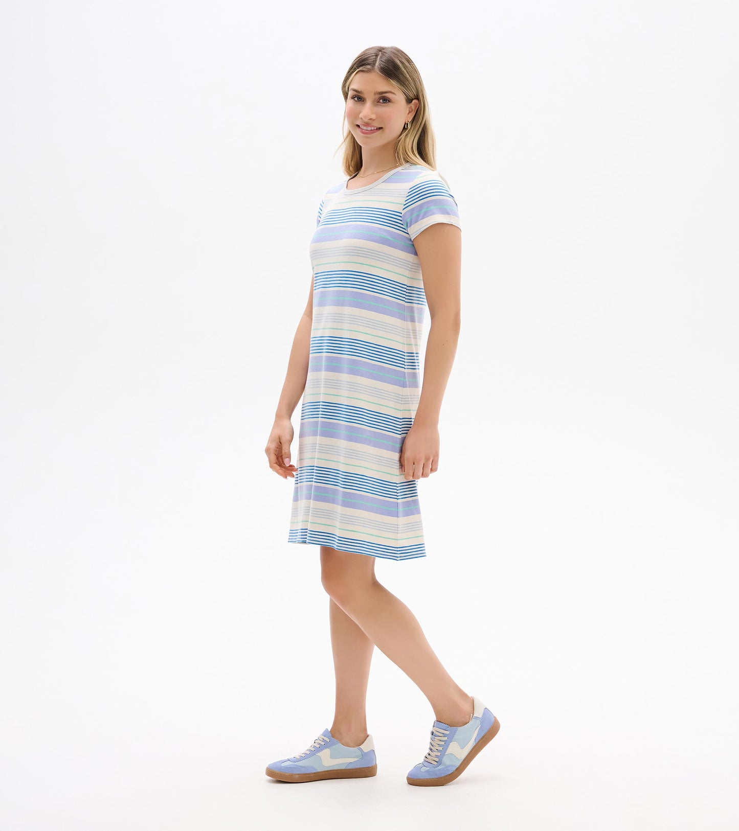 Cici A-Line Dress - Iris Wave Stripes
