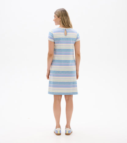 Cici A-Line Dress - Iris Wave Stripes
