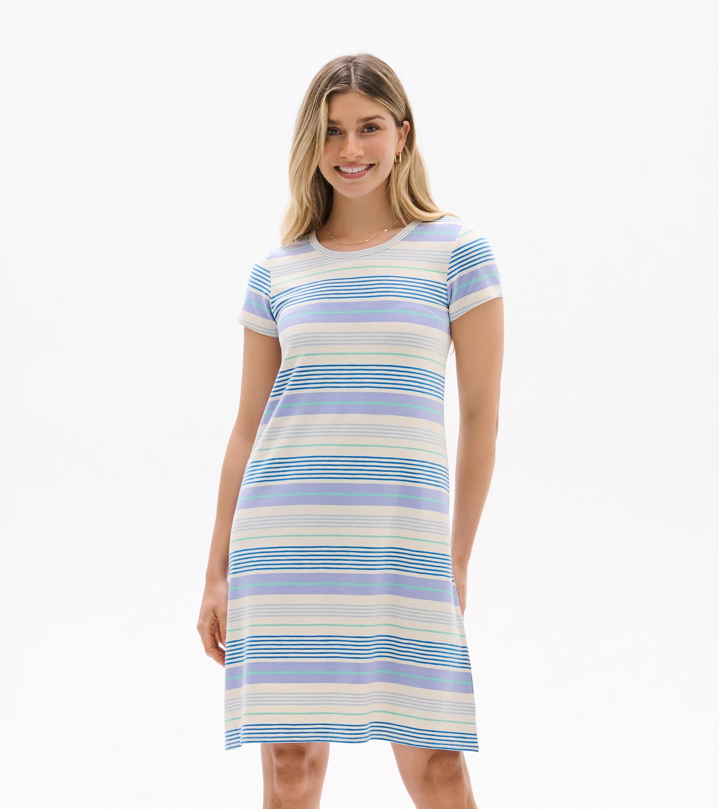 Cici A-Line Dress - Iris Wave Stripes