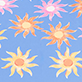 View Girls Faded Suns Umbrella - Pattern of yellow and pink sun and flower shapes on a light blue background