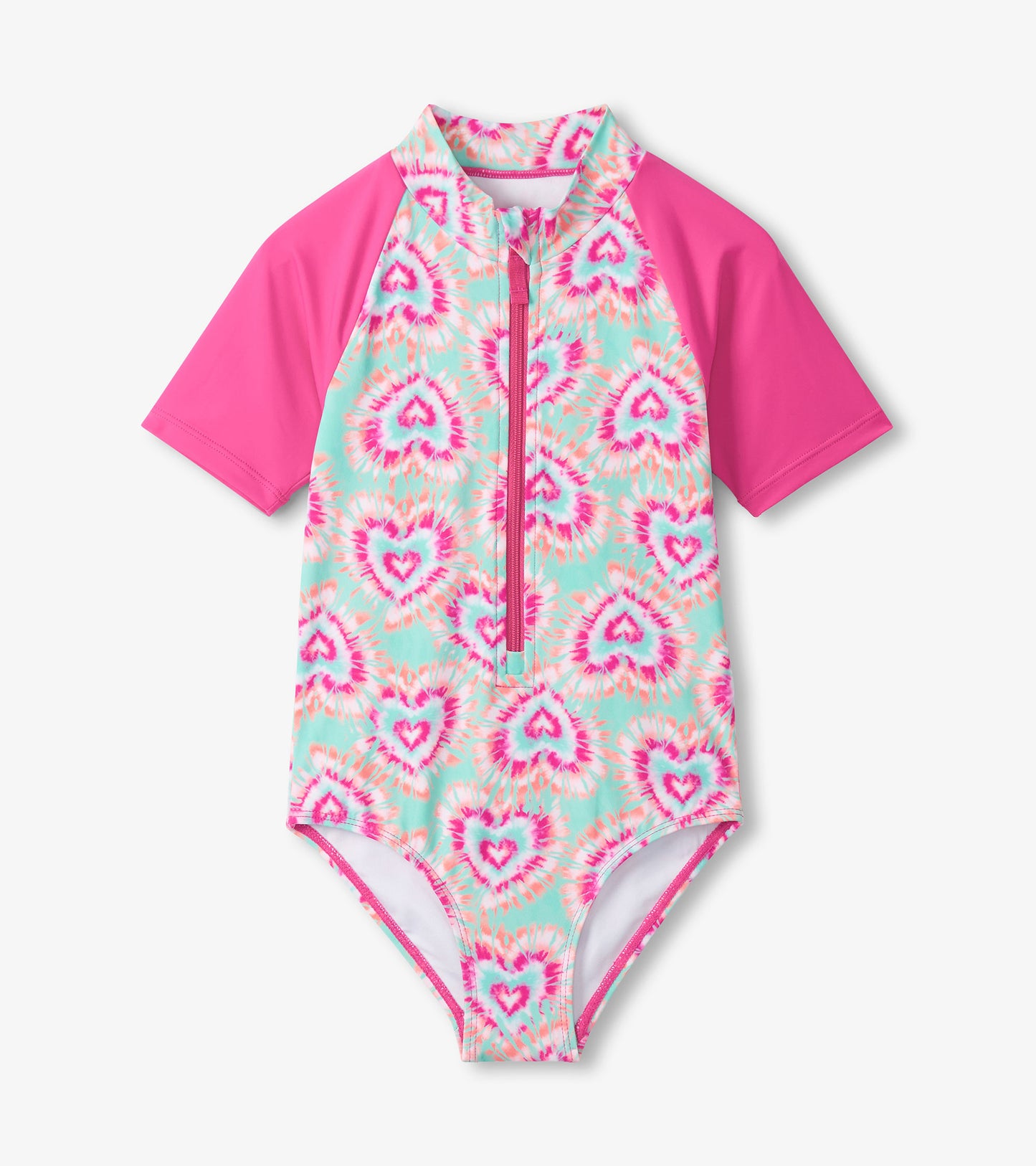 Girls Hearts One-Piece Rashguard Swimsuit