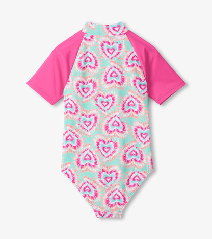 Girls Hearts One-Piece Rashguard Swimsuit