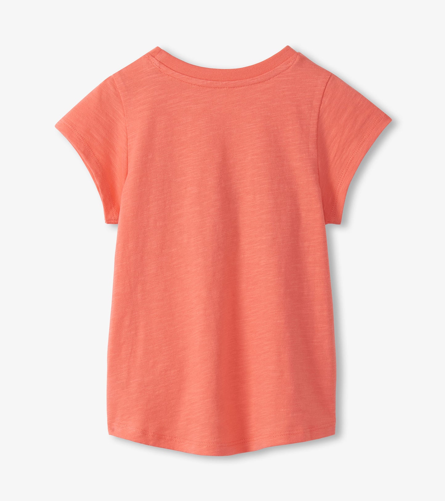 Coral girls’ short-sleeve T-shirt with crew neck and relaxed fit, back view