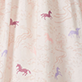 View Baby & Toddler Girls Grazing Ponies Woven Collar Dress - Cream fabric with subtle floral pattern and small red and blue horse motifs