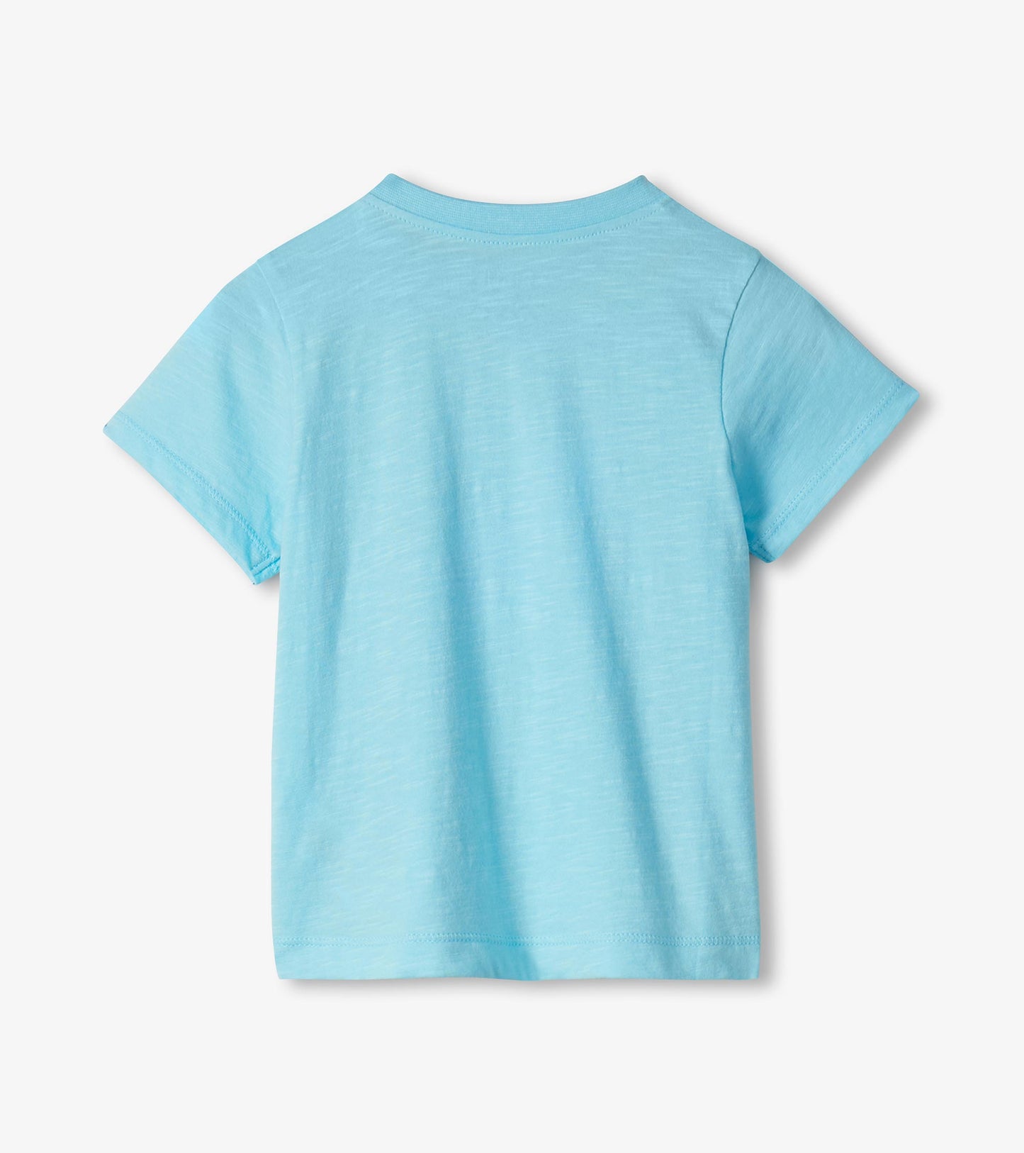 Light blue short-sleeve crewneck T-shirt, back view, with a heathered texture