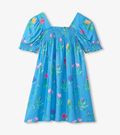 Girls Hyper Real Floral Smocked Dress