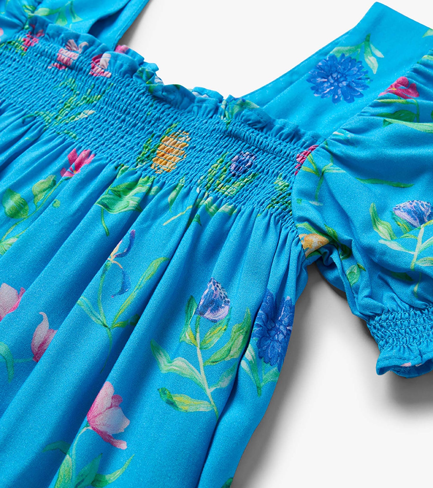 Girls Hyper Real Floral Smocked Dress