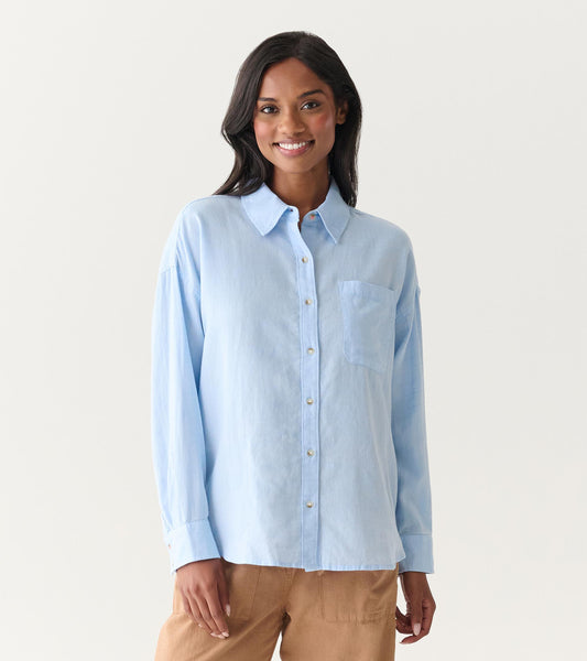 Relaxed Button Down - Light Blue Chambray