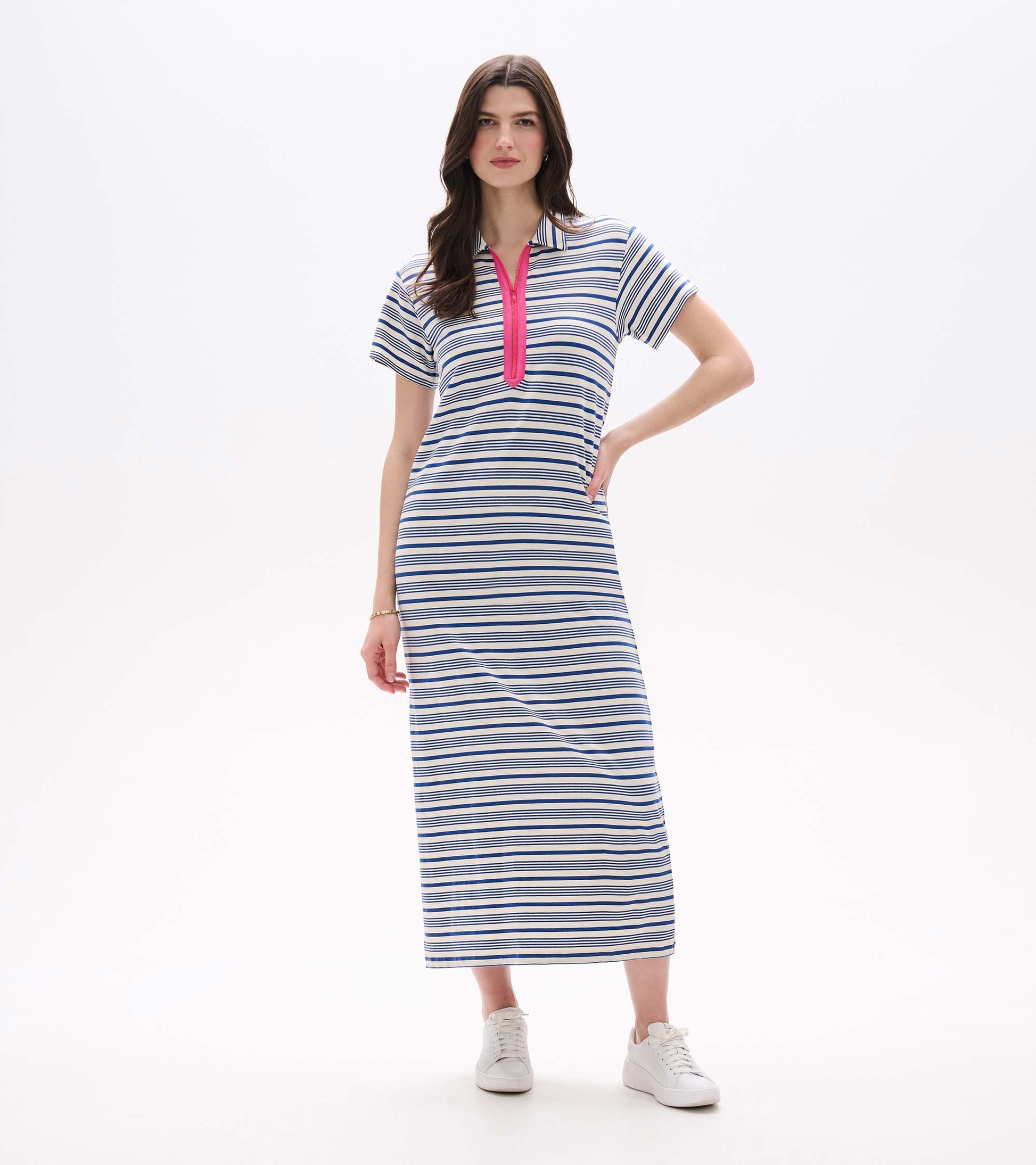 Contrast Zip Maxi Dress