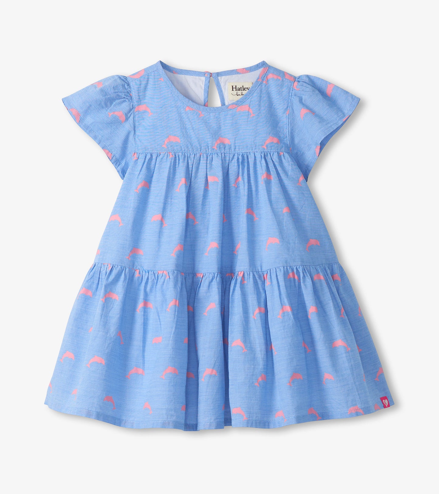 Baby & Toddler Girls Little Pink Dolphins Oxford Woven Cake Puff Dress
