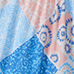 View Flounce Skirt - Mix-Matched Patchwork - Blue and peach patterned fabric with geometric designs