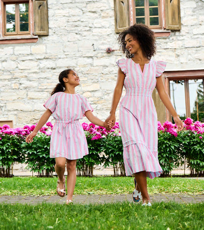 Girls Neon Chambray Stripes Woven Play Dress
